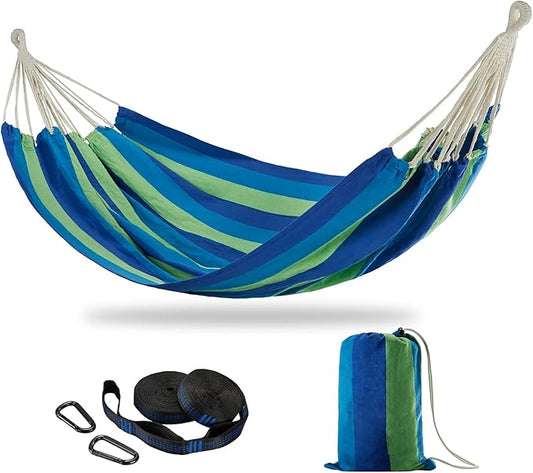 Double Hammock with Tree Straps, Extra Large 240x160cm, 2 Person Hammock for Backyard Patio Outdoor and Indoor, 450 lbs Weight Capacity, Soft Woven Cotton