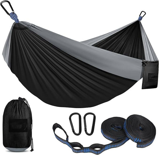 Camping Hammock 500 lbs Capacity, Portable Hammocks with Tree Straps & Attached Carry Bag, Camping Essentials Gear, Perfect for Outside Indoor Hiking Beach Backpack Travel
